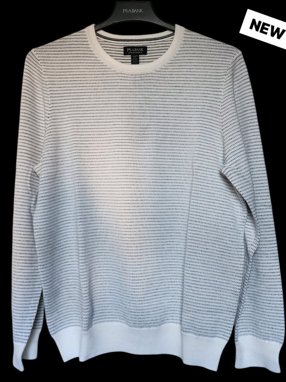 2XLT Sweater White Dotted Geometric Lyocell Cotton Linen Jos A Bank New Tall Man